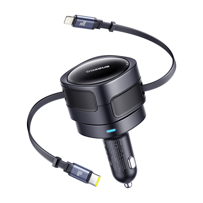 Auto punjač s USB-C / Lightning kabelom Baseus Enjoyment Max, 60W, 3A, Crni C00035507121-00