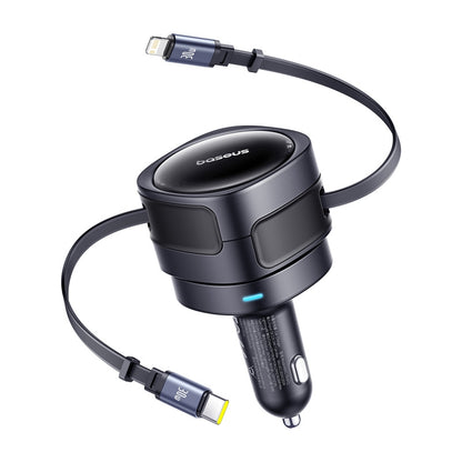Auto punjač s USB-C / Lightning kabelom Baseus Enjoyment Max, 60W, 3A, Crni C00035507121-00