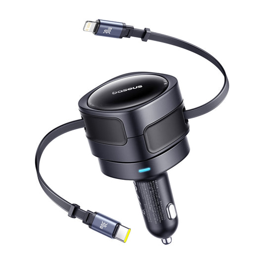 Auto punjač s USB-C / Lightning kabelom Baseus Enjoyment Max, 60W, 3A, Crni C00035507121-00