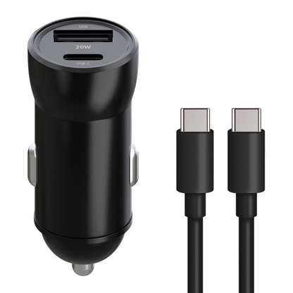 Auto punjač s USB-C kabelom MaXlife MXCC-04, 20W, 3A, 1 x USB-A - 1 x USB-C, Crni
