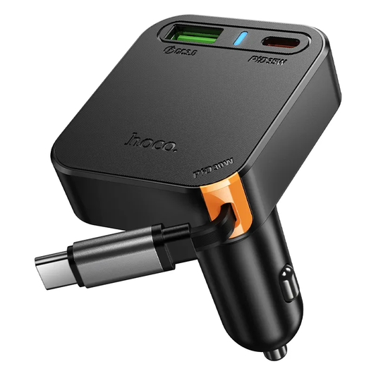 Auto punjač s USB-C kabelom HOCO NZ18, 65W, 3A, 1 x USB-A - 1 x USB-C, Crni