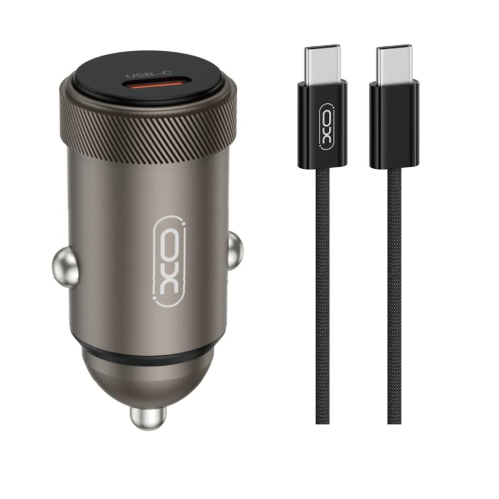 Auto punjač s USB-C kabelom XO Design CC70, 30W, 3A, 1 x USB-C, Crni