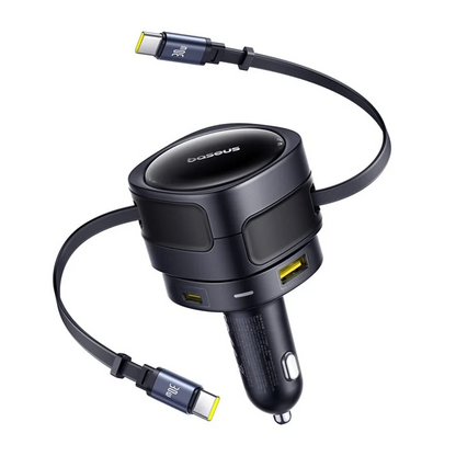 Auto punjač s USB-C kabelom Baseus Enjoyment Max, 90 W, 1 x USB-A – 1 x USB-C, crni C00035507121-03