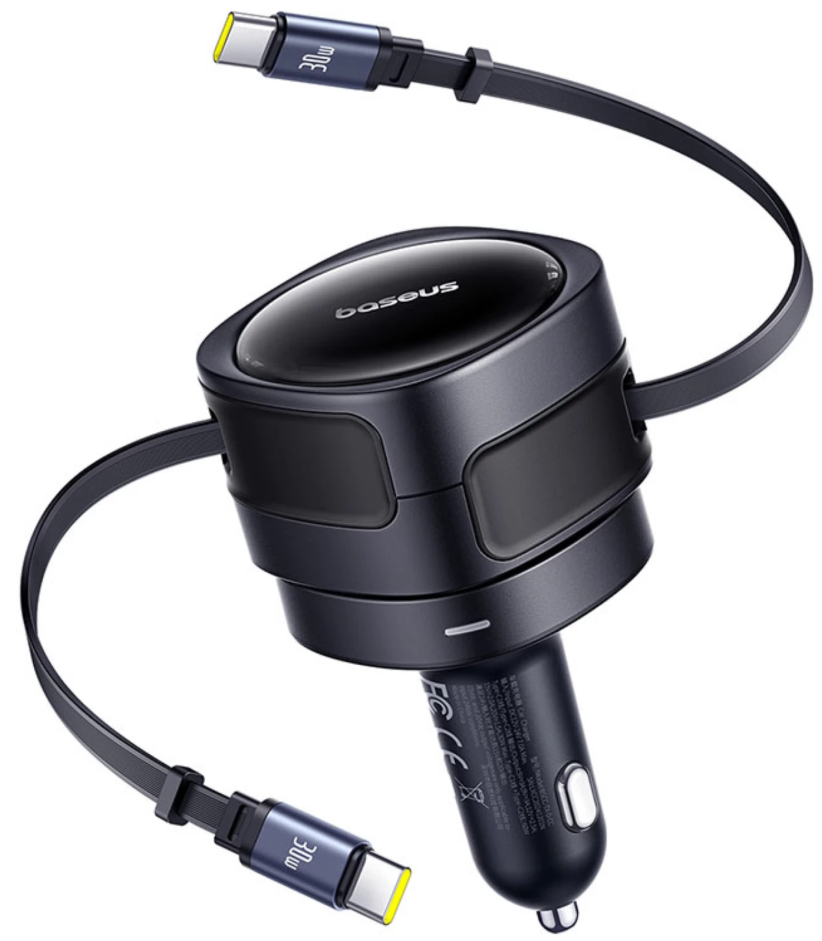 Auto punjač s USB-C kabelom Baseus Enjoyment Max, 60 W, crni C00035507121-01