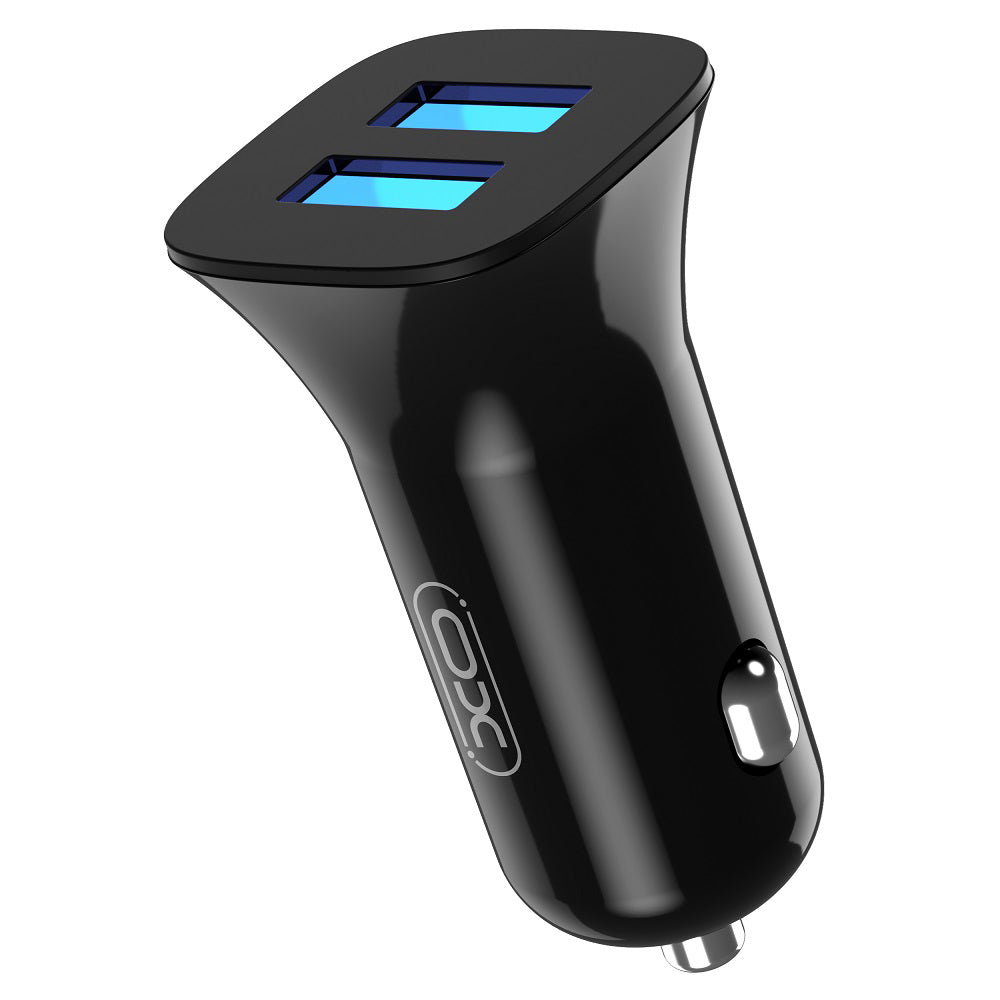 Auto punjač s USB-C kabelom XO Design TZ10, 12W, 2.4A, 2 x USB-A, Crni