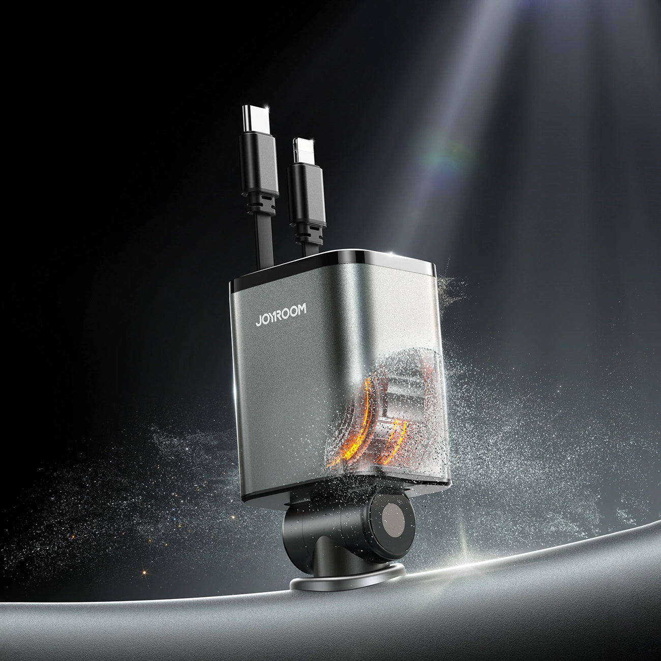 Auto punjač s USB-C / Lightning kabelom Joyroom JR-CCL05, 30W, 3A, 1 x USB-A - 1 x USB-C, Sivi