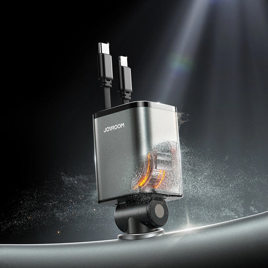 Auto punjač s USB-C / Lightning kabelom Joyroom JR-CCL05, 30W, 3A, 1 x USB-A - 1 x USB-C, Sivi