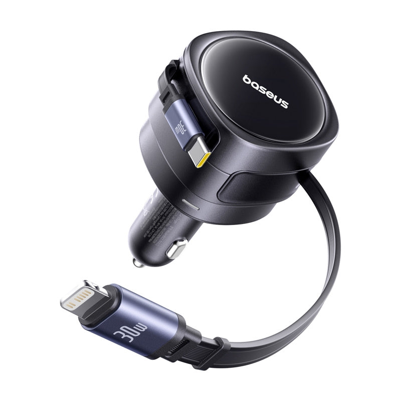 Auto punjač s USB-C / Lightning kabelom Baseus Enjoyment Max, 60W, 3A, Crni C00035507121-00