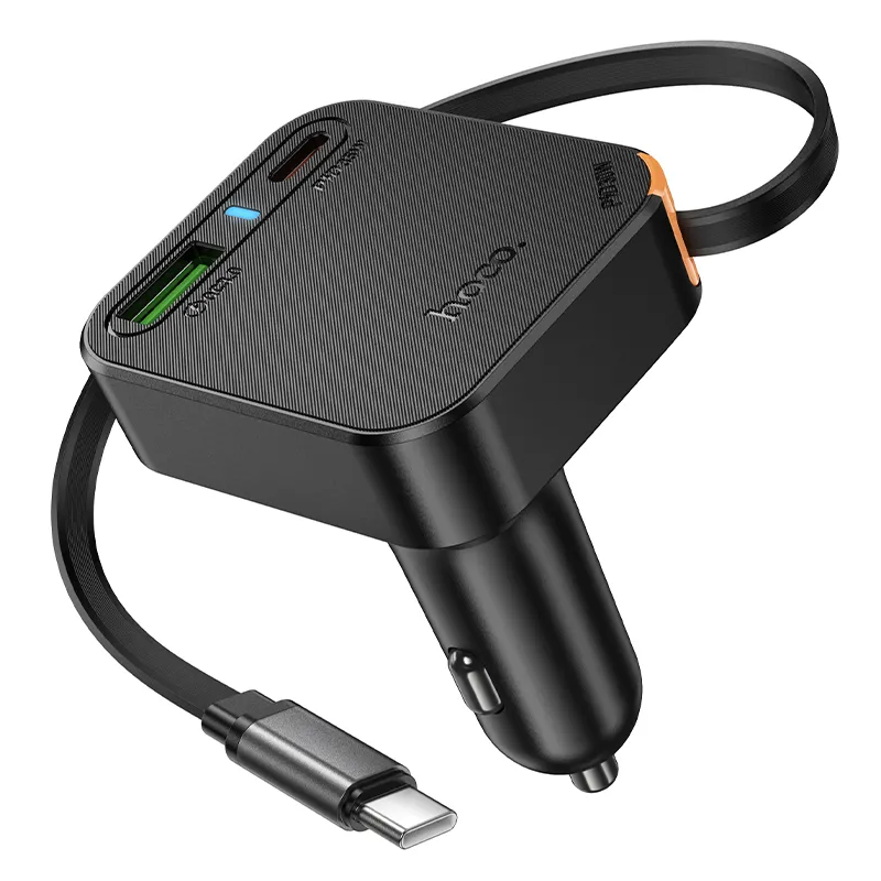Auto punjač s USB-C kabelom HOCO NZ18, 65W, 3A, 1 x USB-A - 1 x USB-C, Crni