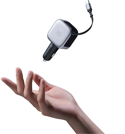 Auto punjač s USB-C kabelom Cuktech CC903P Display, 100W, 5A, 1 x USB-A - 1 x USB-C, Siva