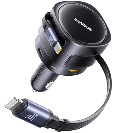 Auto punjač s USB-C / Lightning kabelom Baseus Enjoyment Max, 90 W, 1 x USB-A – 1 x USB-C, crni C00035507121-02