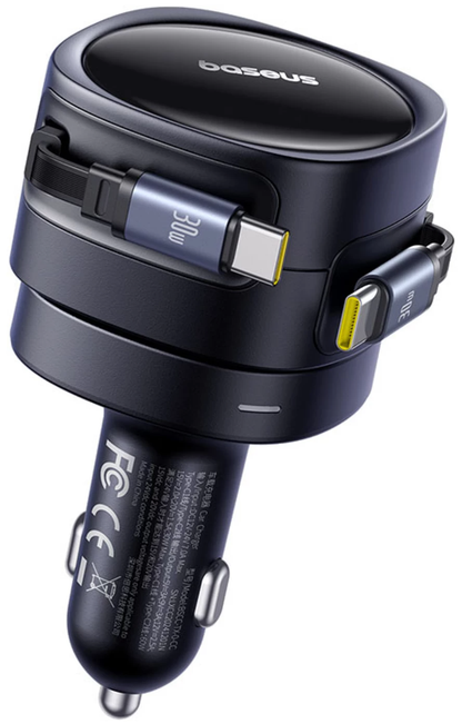 Auto punjač s USB-C kabelom Baseus Enjoyment Max, 60 W, crni C00035507121-01