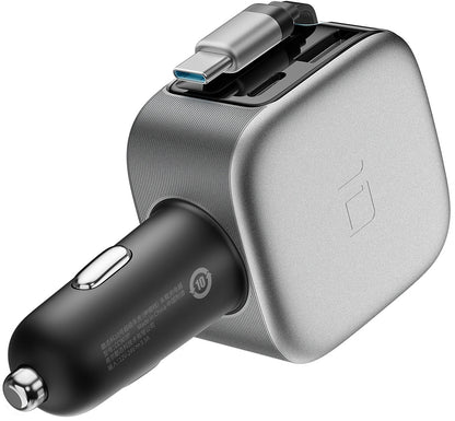 Auto punjač s USB-C kabelom Cuktech CC903P Display, 100W, 5A, 1 x USB-A - 1 x USB-C, Siva