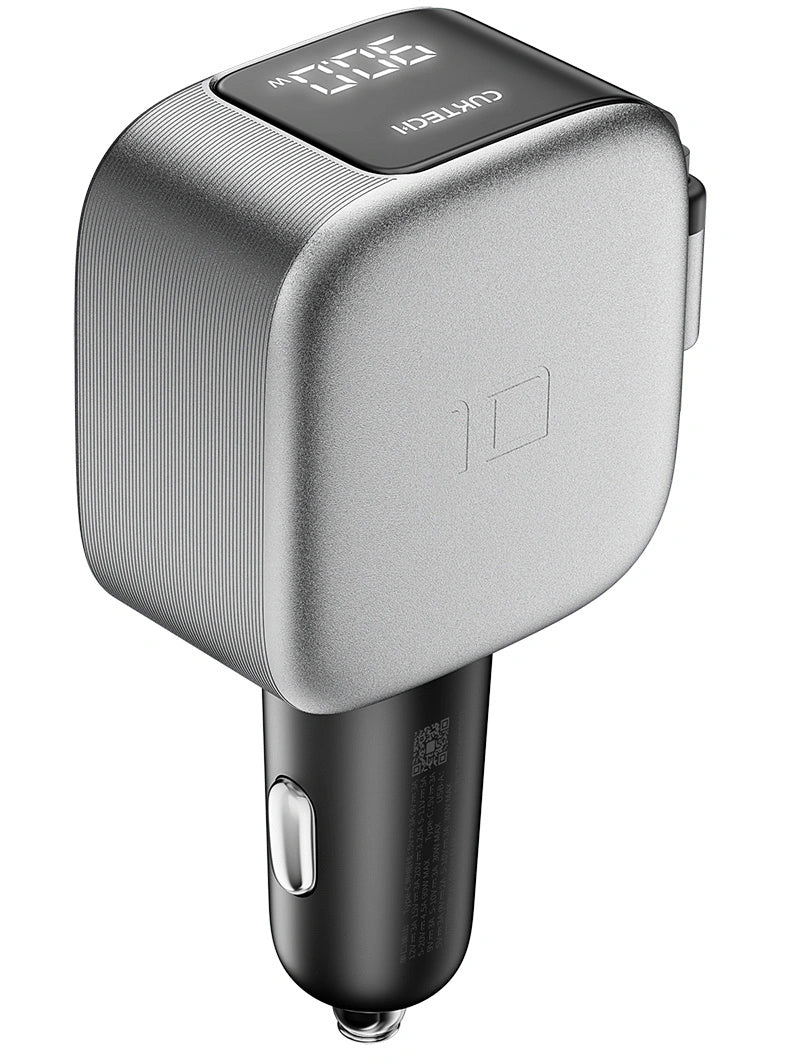 Auto punjač s USB-C kabelom Cuktech CC903P Display, 100W, 5A, 1 x USB-A - 1 x USB-C, Siva