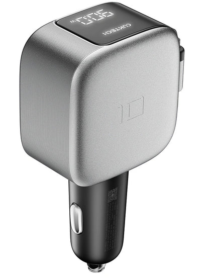 Auto punjač s USB-C kabelom Cuktech CC903P Display, 100W, 5A, 1 x USB-A - 1 x USB-C, Siva