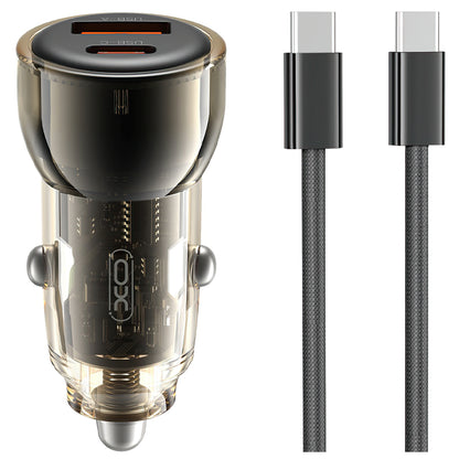 Auto punjač s USB-C kabelom XO Design CC60, 60W, 3A, 1 x USB-A - 1 x USB-C, Crni