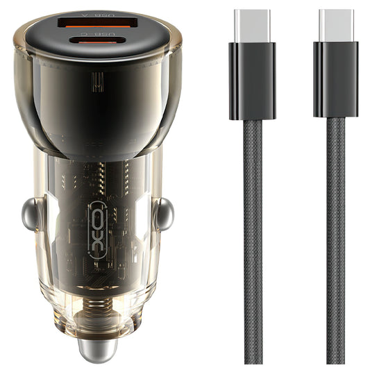 Auto punjač s USB-C kabelom XO Design CC60, 60W, 3A, 1 x USB-A - 1 x USB-C, Crni