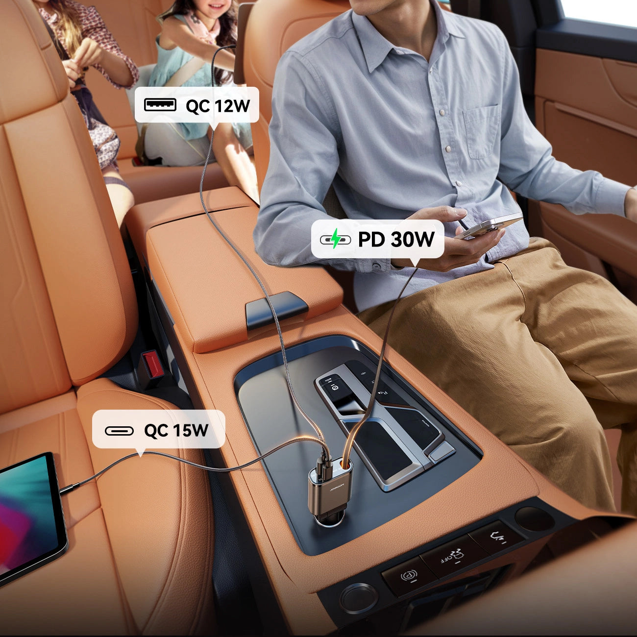Auto punjač s USB-C kabelom Joyroom JR-CCL07, 30W, 3A, 1 x USB-A - 1 x USB-C, Sivi