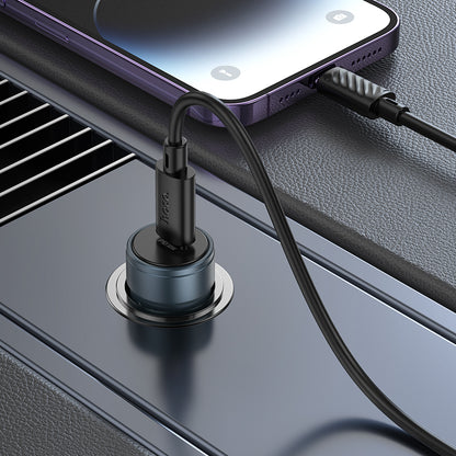 Auto punjač s Lightning kabelom HOCO Z57, 30W, 3A, 1 x USB-C, Sivi