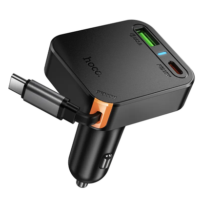 Auto punjač s USB-C kabelom HOCO NZ18, 65W, 3A, 1 x USB-A - 1 x USB-C, Crni