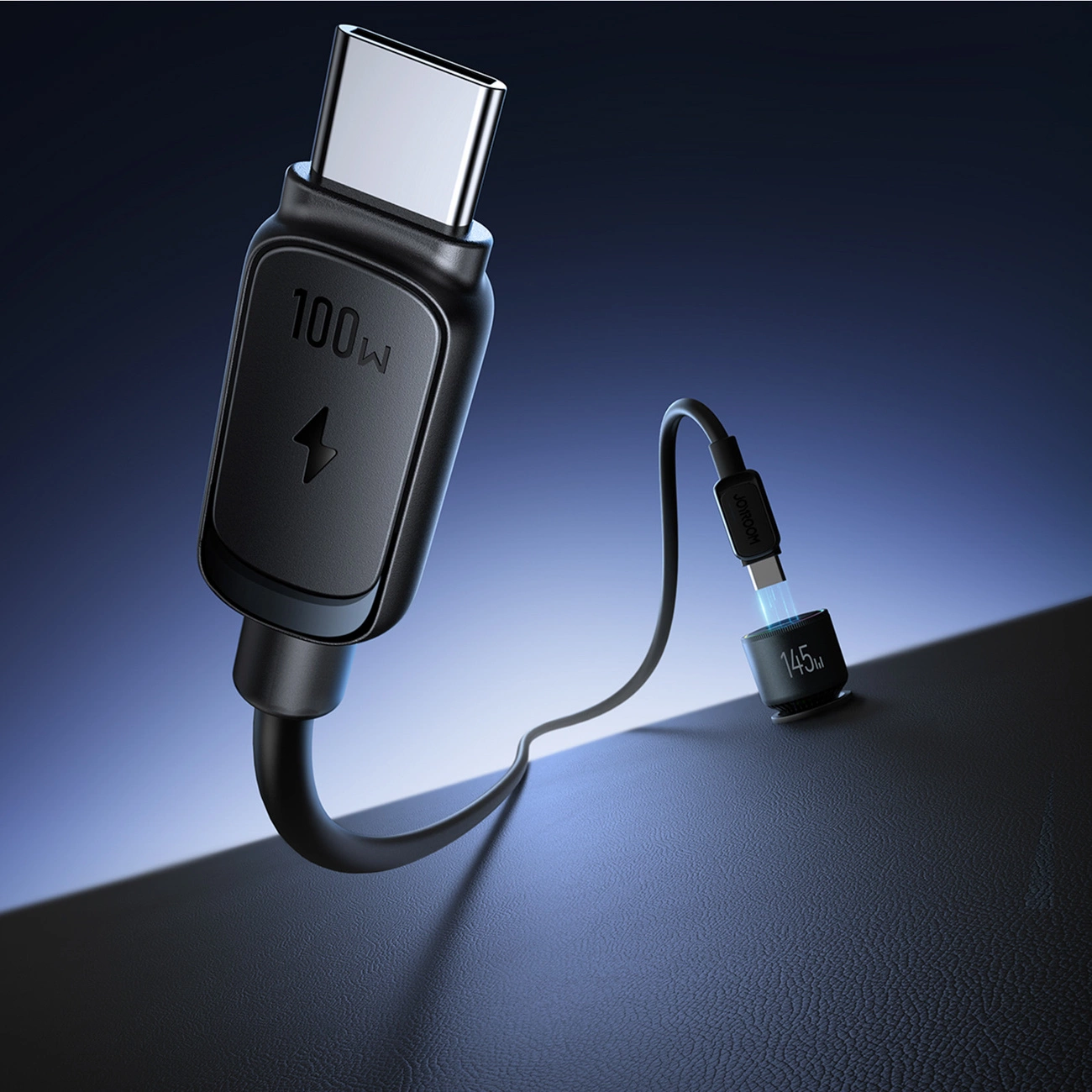 Auto punjač s USB-C kabelom Joyroom JR-CCN07, 145W, 5A, 1 x USB-A - 2 x USB-C, Sivi