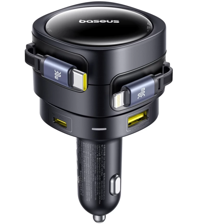 Auto punjač s USB-C / Lightning kabelom Baseus Enjoyment Max, 90 W, 1 x USB-A – 1 x USB-C, crni C00035507121-02