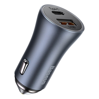 Auto punjač s USB-C kabelom Baseus Golden Contactor, 40W, 5A, 1 x USB-A - 1 x USB-C, sivi TZCCJD-0G