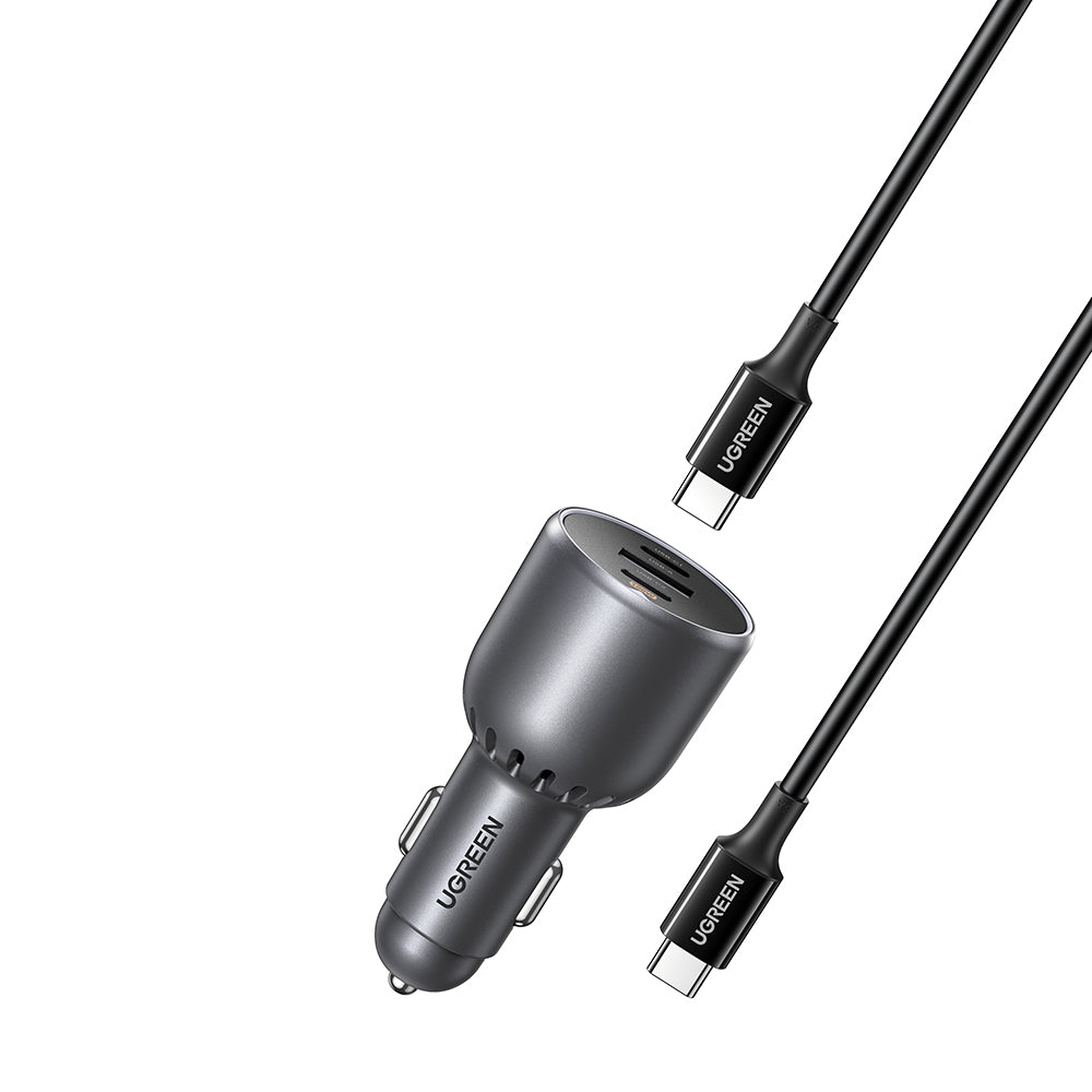 Auto punjač s USB-C kabelom UGREEN EC705, 130W, 5A, 1 x USB-A - 2 x USB-C, Sivi