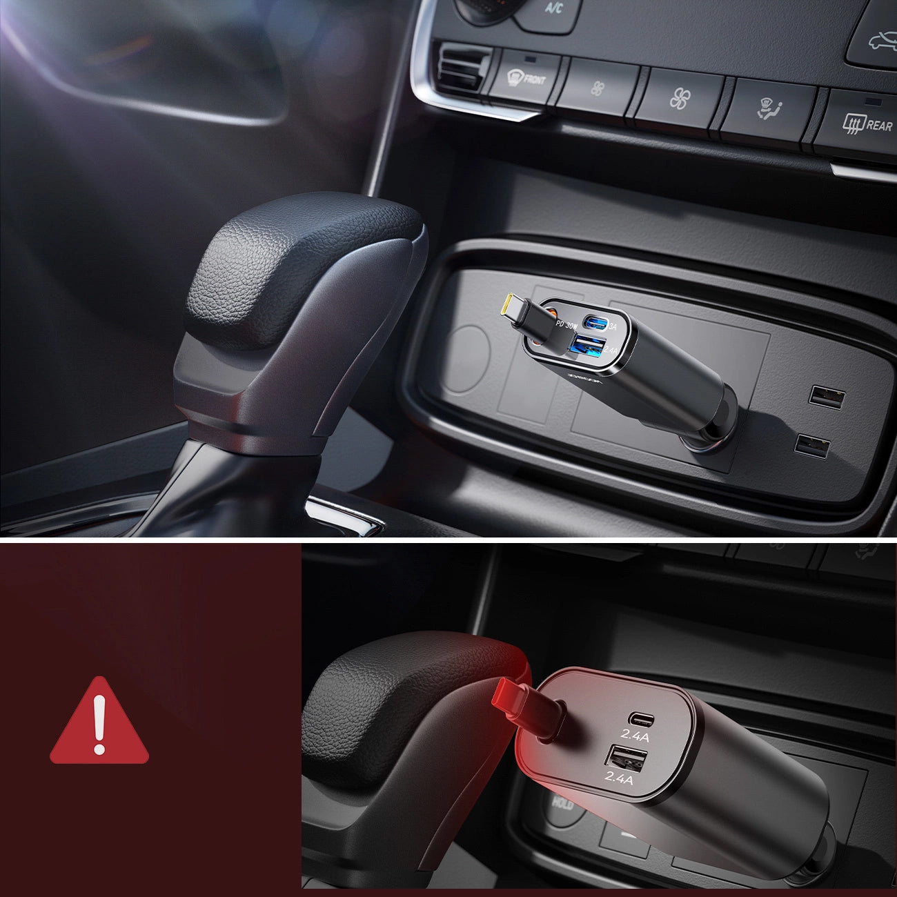 Auto punjač s USB-C kabelom Joyroom JR-CCL07, 30W, 3A, 1 x USB-A - 1 x USB-C, Sivi