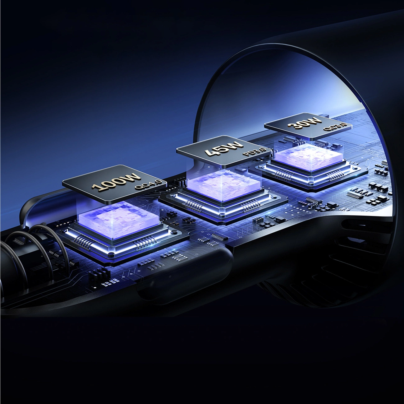 Auto punjač s USB-C kabelom Joyroom JR-CCN07, 145W, 5A, 1 x USB-A - 2 x USB-C, Sivi