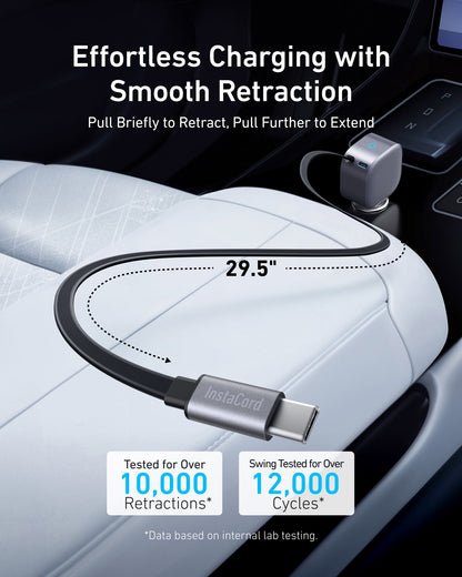 Auto punjač s USB-C kabelom Anker Nano, 75W, 3A, 1 x USB-C, Sivi A2738HA2