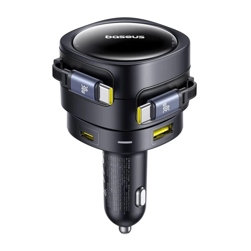 Auto punjač s USB-C kabelom Baseus Enjoyment Max, 90 W, 1 x USB-A – 1 x USB-C, crni C00035507121-03
