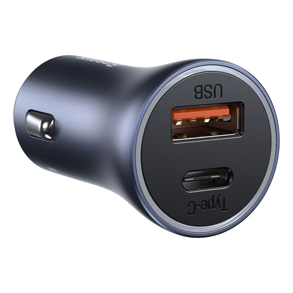 Auto punjač s USB-C kabelom Baseus Golden Contactor, 40W, 5A, 1 x USB-A - 1 x USB-C, sivi TZCCJD-0G