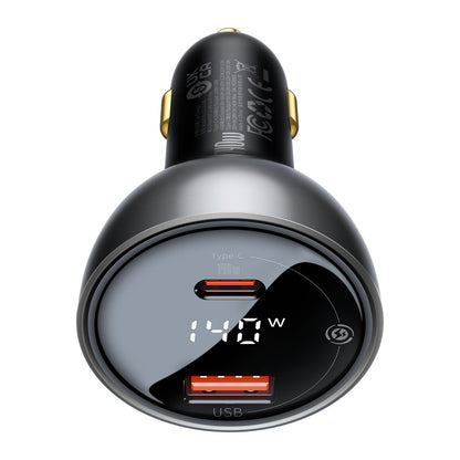 Auto punjač s USB-C kabelom Baseus, 140W, 5A, 1 x USB-A - 1 x USB-C, Crni CGZX070001