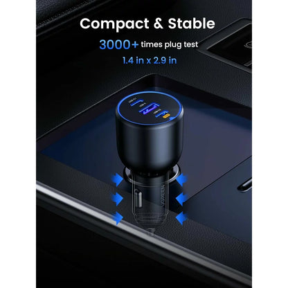 Auto punjač s USB-C kabelom UGREEN CD293, 130W, 5A, 1 x USB-A - 2 x USB-C, Crni
