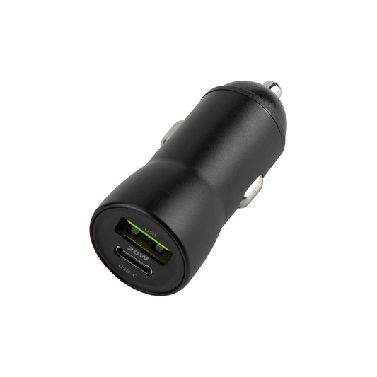 Auto punjač s Lightning kabelom MaXlife MXCC-04, 20W, 3A, 1 x USB-A - 1 x USB-C, Crni