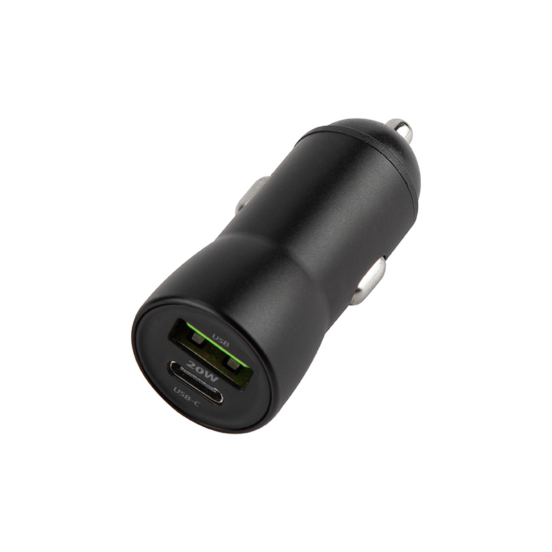 Auto punjač s USB-C kabelom MaXlife MXCC-04, 20W, 3A, 1 x USB-A - 1 x USB-C, Crni