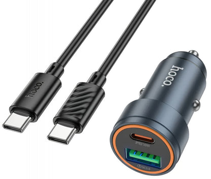 Auto punjač s USB-C kabelom HOCO Z57A, 30W, 3A, 1 x USB-A - 1 x USB-C, Sivi