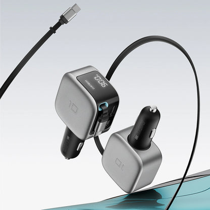 Auto punjač s USB-C kabelom Cuktech CC903P Display, 100W, 5A, 1 x USB-A - 1 x USB-C, Siva