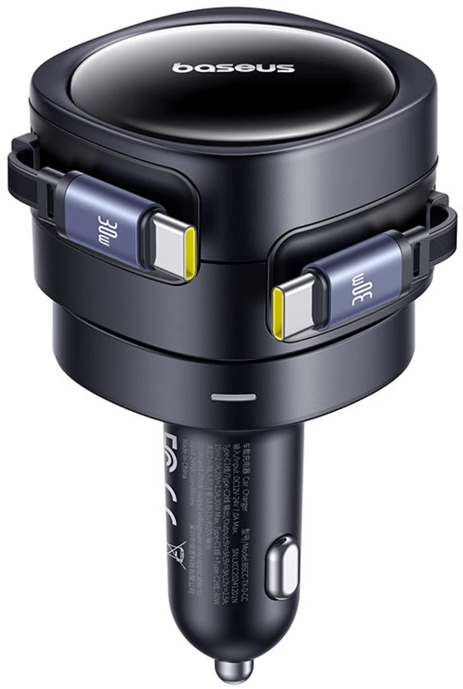 Auto punjač s USB-C kabelom Baseus Enjoyment Max, 60 W, crni C00035507121-01