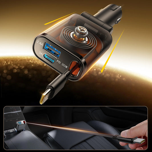 Auto punjač s USB-C kabelom Joyroom JR-CCL07, 30W, 3A, 1 x USB-A - 1 x USB-C, Sivi