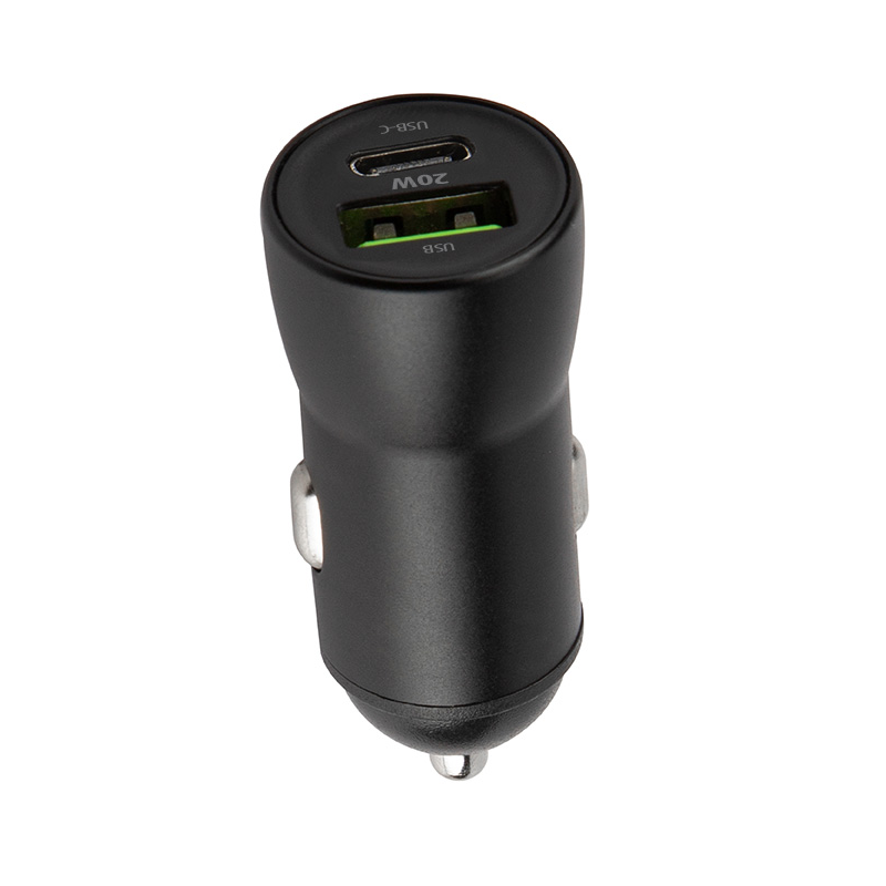 Auto punjač s USB-C kabelom MaXlife MXCC-04, 20W, 3A, 1 x USB-A - 1 x USB-C, Crni