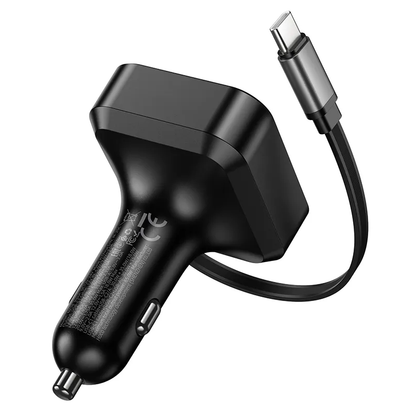 Auto punjač s USB-C kabelom HOCO NZ18, 65W, 3A, 1 x USB-A - 1 x USB-C, Crni