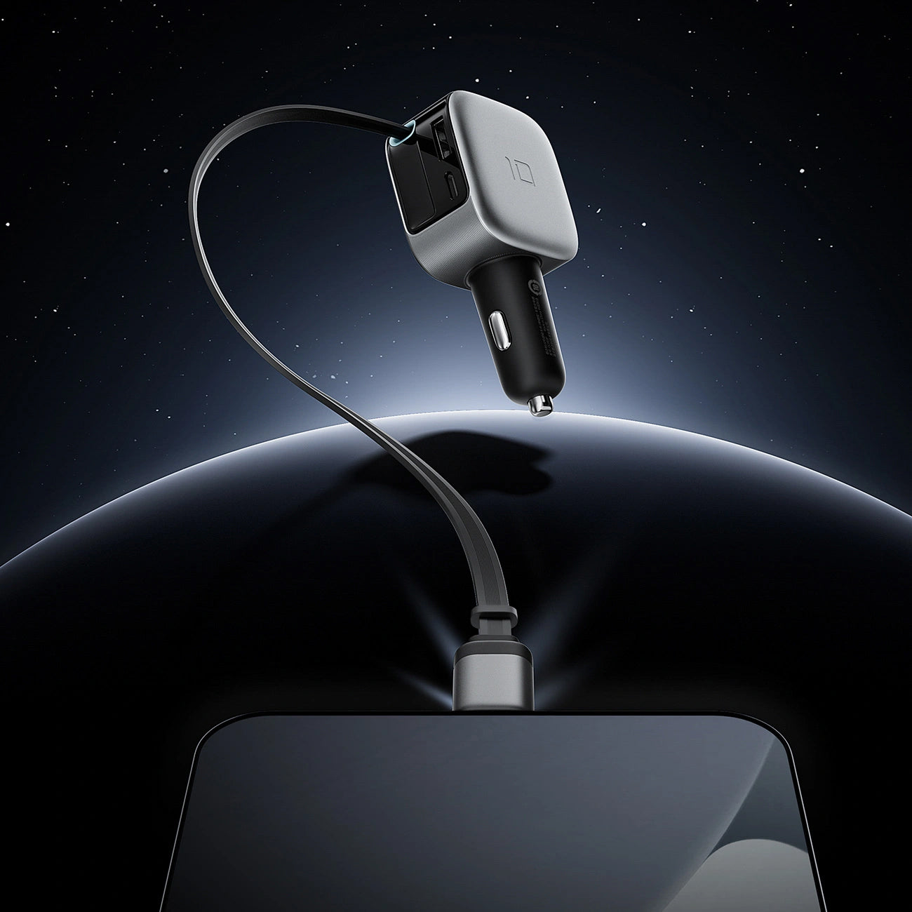 Auto punjač s USB-C kabelom Cuktech CC903P Display, 100W, 5A, 1 x USB-A - 1 x USB-C, Siva