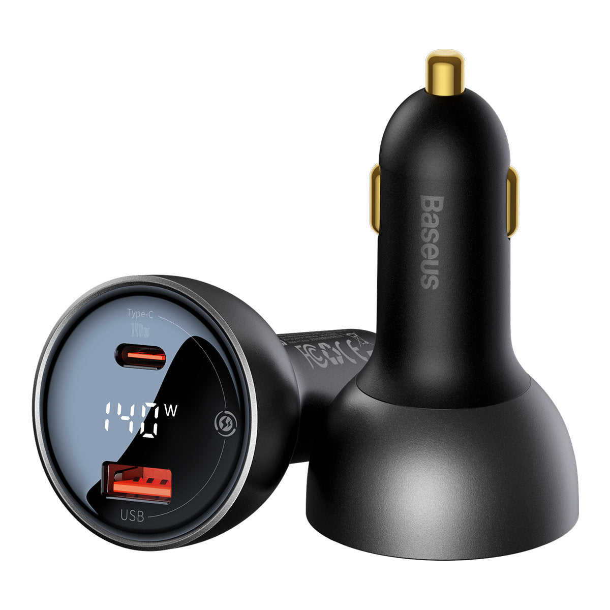 Auto punjač s USB-C kabelom Baseus, 140W, 5A, 1 x USB-A - 1 x USB-C, Crni CGZX070001