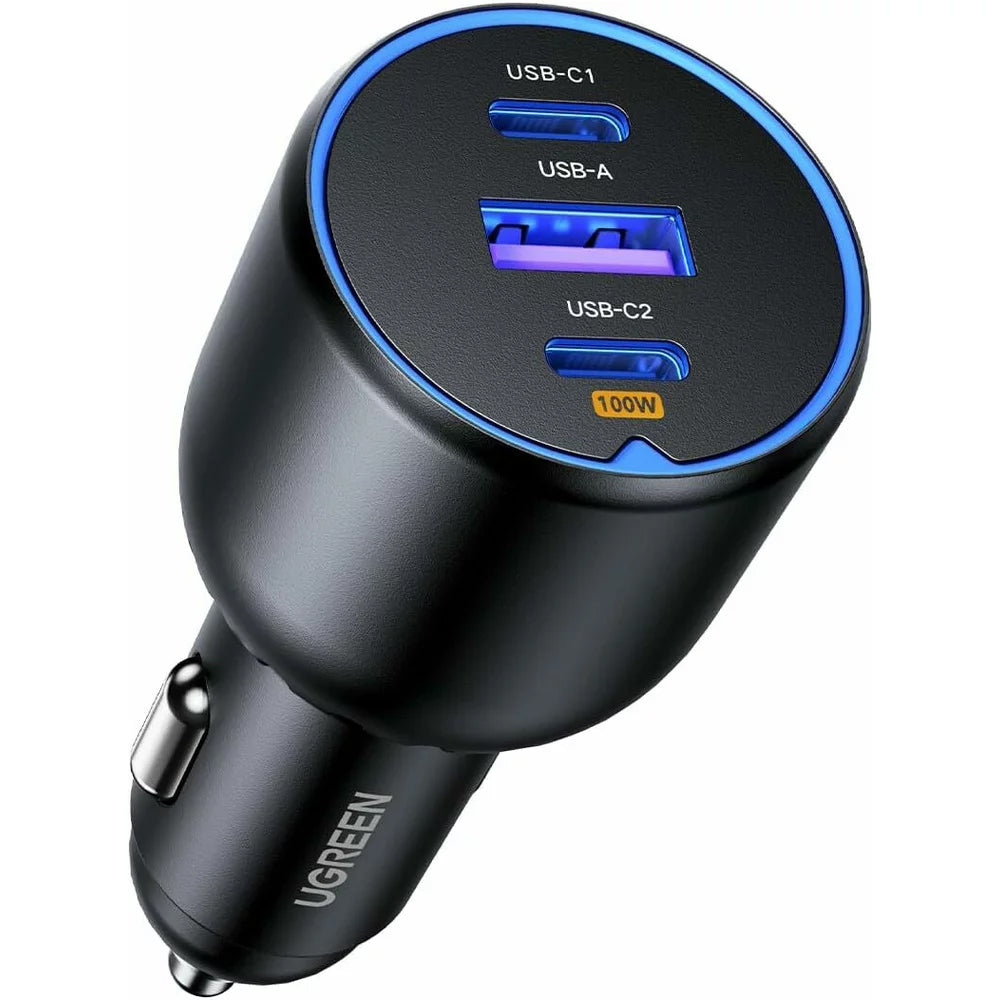 Auto punjač s USB-C kabelom UGREEN CD293, 130W, 5A, 1 x USB-A - 2 x USB-C, Crni