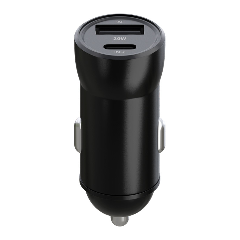 Auto punjač s Lightning kabelom MaXlife MXCC-04, 20W, 3A, 1 x USB-A - 1 x USB-C, Crni
