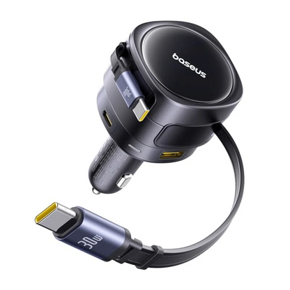 Auto punjač s USB-C kabelom Baseus Enjoyment Max, 90 W, 1 x USB-A – 1 x USB-C, crni C00035507121-03