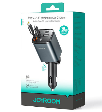Auto punjač s USB-C / Lightning kabelom Joyroom JR-CCL05, 30W, 3A, 1 x USB-A - 1 x USB-C, Sivi