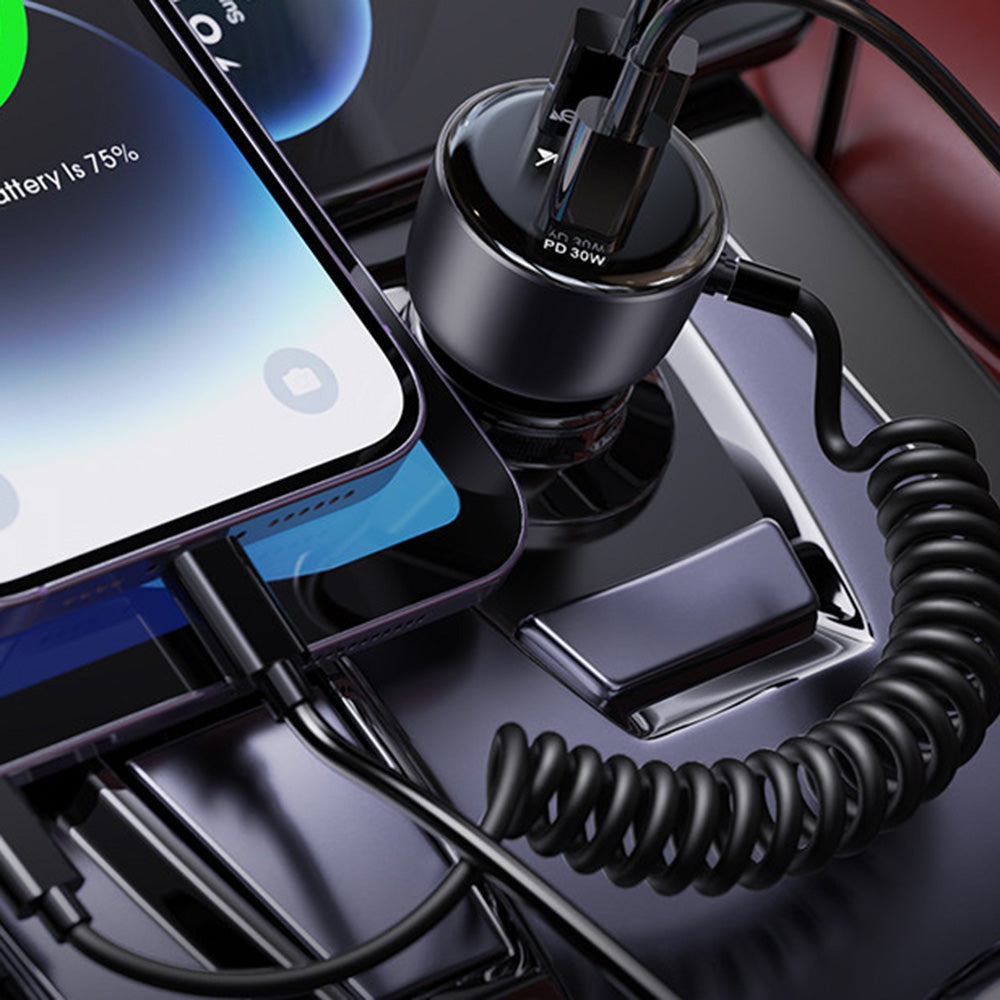 Auto punjač s Lightning kabelom Yesido Y57, 50W, 3A, 1 x USB-A - 1 x USB-C, Crni